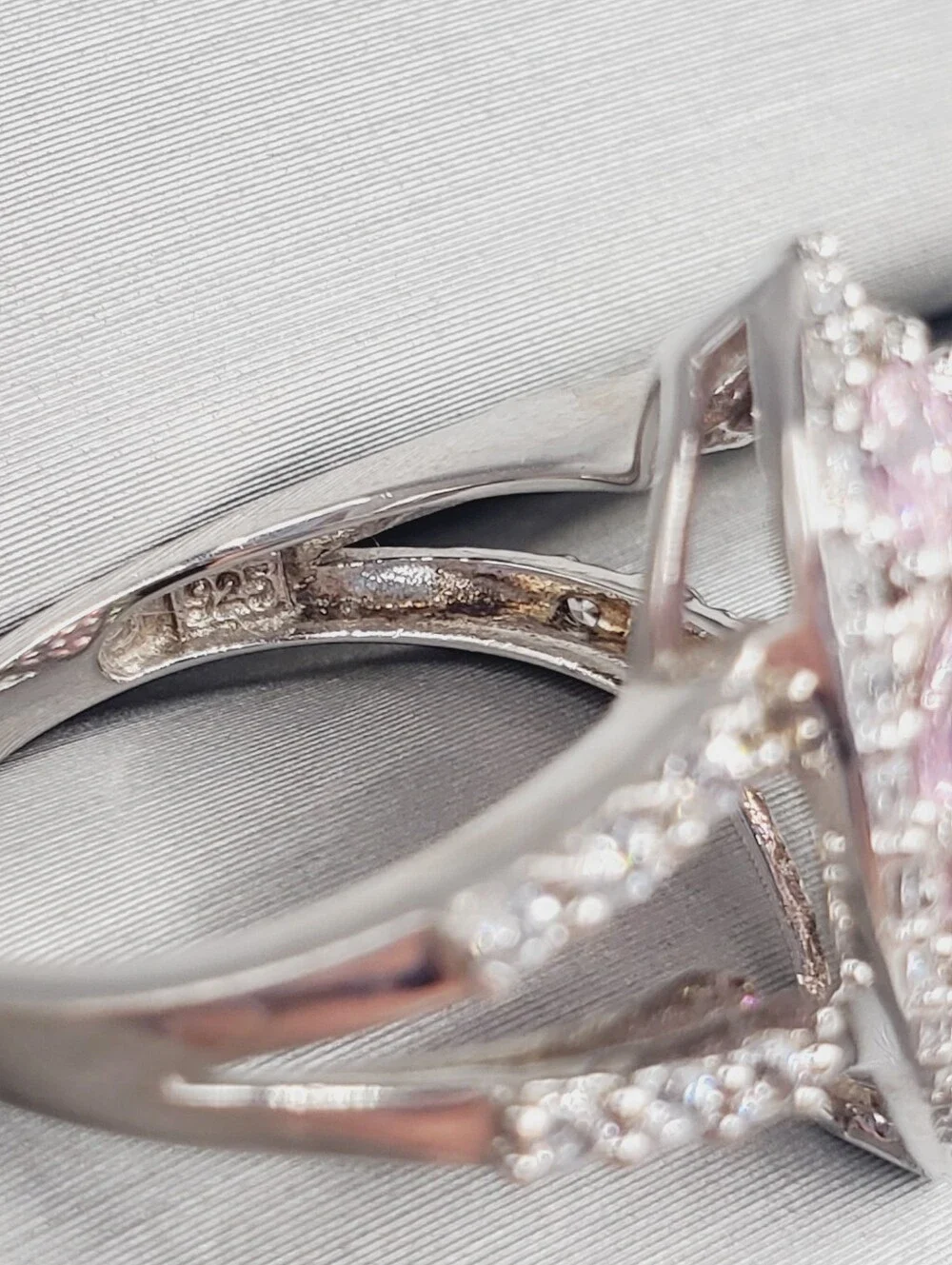 Pink Ice Teardrop Cluster Halo Ring - 925 Sterling Silver